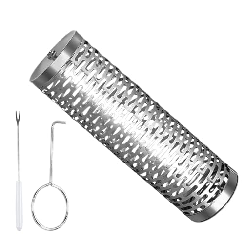 Cesta de parrilla giratoria,Jaula de barbacoa de acero inoxidable con mango extraíble - Cesta de barbacoa giratoria,regalo para hombre Papá cumpleaños cocina al aire libre camping