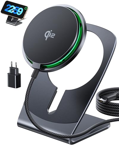 Ya en manzanajugosa.com: INIU Cargador Inalámbrico iPhone, 15W Certificado Qi2 Base Carga Rápida Magnética y Soporte Móvil, Mag-Safe Wireless Charger for iPhone 17 16 15 14 13 Pro Max Mini AirPods 4 3(con Adaptador USB C 20W)