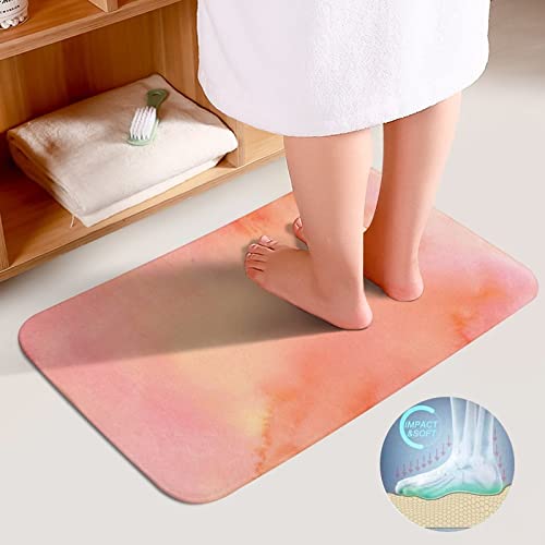 Pfirsichfarbene Badezimmerteppiche und -matten-Set, 3-teilig, waschbar, Korallen-Rutschfest, Badematte, Teppiche mit… – Bild 7