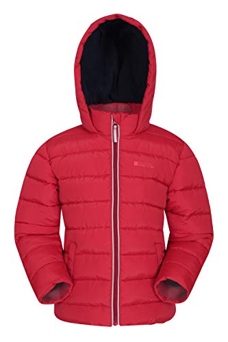 Mountain Warehouse Chaqueta Eden Acolchada para niños - Impermeable, Forro Polar Medio, Chaqueta Interior y con Capucha - para Senderismo Rojo 5-6 Años