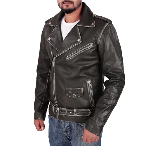Image of Men Leather Jacket - Lambskin Winter Vintage Motorcycle Biker Jacket, Coat Soft & Stylish Moto Ride & Racing Jacket's