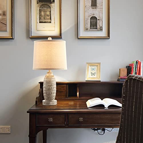 Roria Set Of 2 Rustic Touch Table Lamps For Bedroom, Dual Usb Charging Ports With 3-Way Dimmable Nightstand Desk Lamps, Linen Fabric Shade, Lamps For Living Room, Included Led Bulbs #TOP3