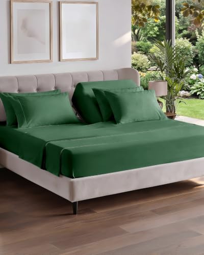 Image of Flex Top Split Head King 6 Piece Sheet Set - Soft & Cooling - Emerald Green