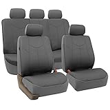 FH Group PU009115 Rome PU Leather Full Set Car Seat Covers, Airbag Compatible and Split Bench w. Gift, Solid Gray - Fit Most Car, Truck, SUV, or Van
