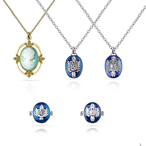5PCS Vampire Diaries Daywalking Katherine Pendant Necklace Damon's Elena's Ring for Fans Vampire Diaries Gifts