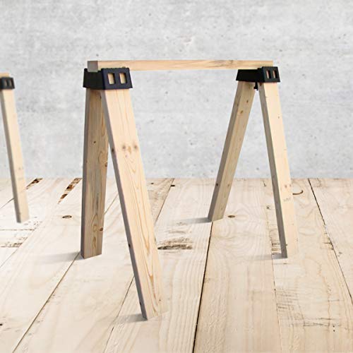 Image of POWERTEC 71026V Plastic Sawhorse Brackets for Use with 2x4 Lumber | Kit Builds one Saw Horse, Set of 2, Black (Pack of 2)