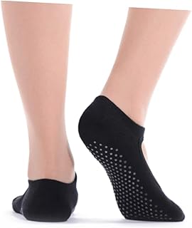 GALPADA 4 Pairs Woman's Socks Breathable Socks Summer Socks Womens Socks Pilate Socks Non Yoga Socks Cross Belt Sports Socks Cotton Socks Black Women's Barre Socks Non Socks Exercise Socks