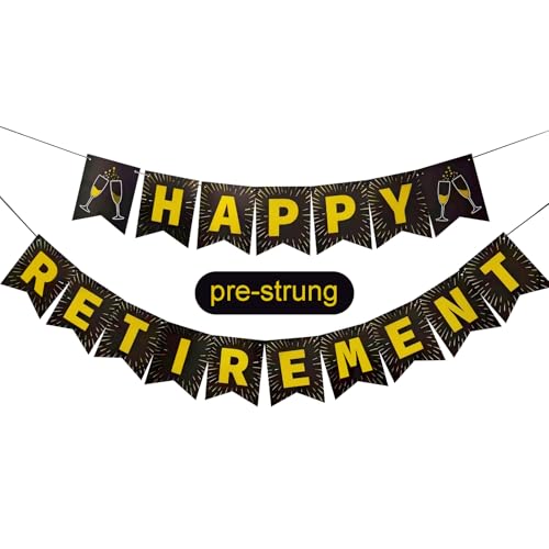 ZGIMI Pre-Strung Happy Retirement Banner -