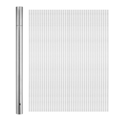 QUARKZMAN 100 Piezas Brochetas de Metal 40cm x 2.8mm Palos Redondos de Acero Inoxidable Reutilizables para Barbacoa Al Aire Libre con Tubo de Almacenamiento para Carne Camarones