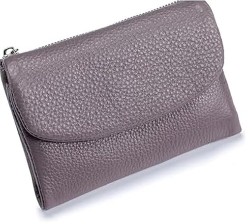 Unisex Pebble Leather Wallet, Small Compact Bifold Pocket Purse with Credit Card Holder, Genuine Leather Coin Purse (Taro Purple)