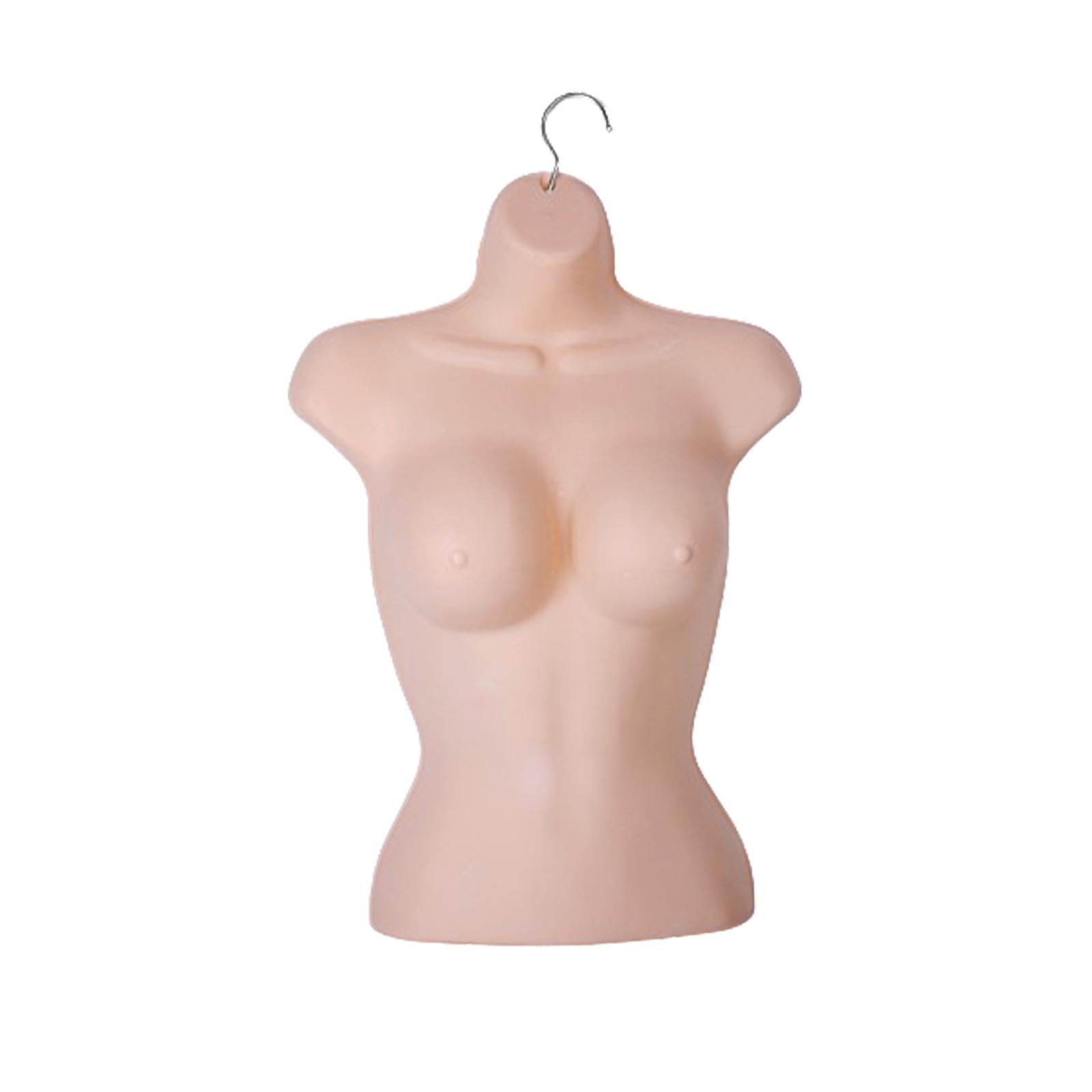 Body Torso Frauen Schaufensterfigur Damen Anziehpuppe Brustbetonte Kleiderbüste Leichtgewicht Hohlkörper mit Aufhänger für T Shirt Präsentation Modege, Hautfarbe