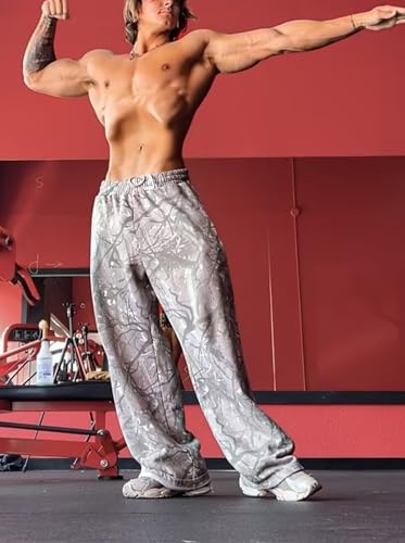 Men's Camo Sweatpants Loose Fit Joggers Waist Pockets Quick-Dry Hunting Hiking Workout Athletic Pants 6