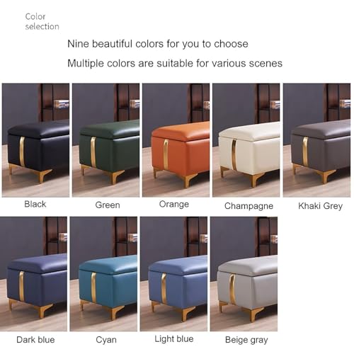 Taburete para los pies rectangular con almacenamiento elevable de piel sintética para la entrada 8
