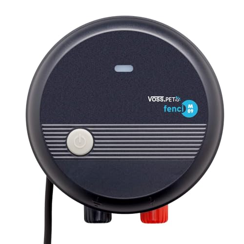 VOSS.PET Elektrozaun Komplettset für Hunde Hundeset, Weidezaun Elektrozaun Gartensicherung Hundezaun Katzenzaun mit Weidezaungerät, Elektrozaungerät