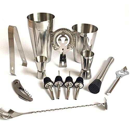 Set coctelera y accesorios en acero inoxidable 13 piezas