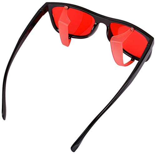 Image of NuVew UV Protected Rectangular Unisex Sunglasses with Foldable Side Shields - (Red Lens | Black-Red Frame | Medium Size | NW-SLD6B-29)