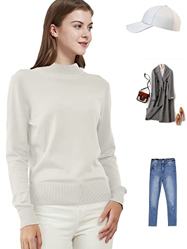 Woolicity Womens Mock Neck Sweater Long Sleeve Knit Pullover Tops Casual Lightweight Jumper Loose Pullover Tops4