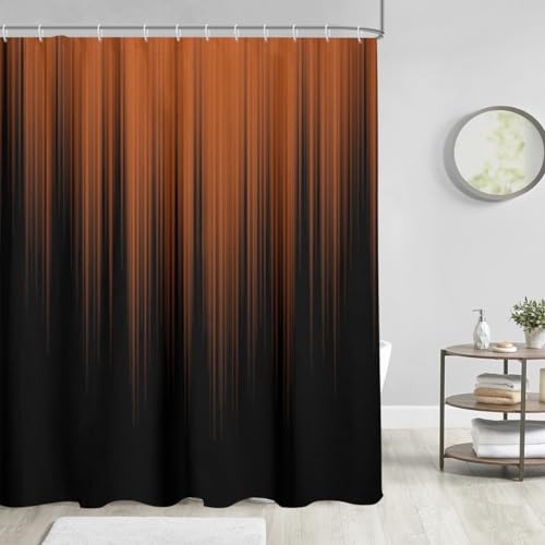 Image of AAtter Orange and Black Shower Curtain Standard Abstract Ombre Terracotta Boho Simple Artwork Men Adult Gradient Art Home Bathroom Decor Bathtub Set with 12 Hooks, 72x72, Fashion