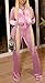 Chatinction Women's 2 Piece Velvet Outfit Long Sleeve Zipper Crop Tops and Wide Leg Pants Sweatsuit Set Pink XS