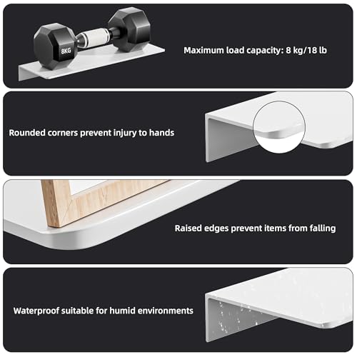 HNVNER 2-Piece White Metal Floating Shelves - Aluminum Alloy Wall Mounted Shelf No Drilling, Rust-Proof, 40cm Width for Home Decor & Storage in Living Room, Bedroom, Bathroom - Cosy Home Interiors HNVNER 2-Piece White Metal Floating Shelves - Aluminum Alloy Wall Mounted Shelf No Drilling, Rust-Proof, 40cm Width for Home Decor & Storage in Living Room, Bedroom, Bathroom - Image 6