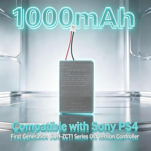 Image of OSTENT 1000mAh 3.65V 3.7Wh Rechargeable Li-ion Battery Pack Replacement for Sony PS4 Original CUH-ZCT1 Series Bluetooth Wireless Dual Shock Controller First Generation Old Version Big Connector