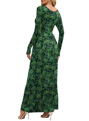 Image of DEARCASE Women's Maxi Dress Long Sleeve Crewneck Empire Waist Long Dresses