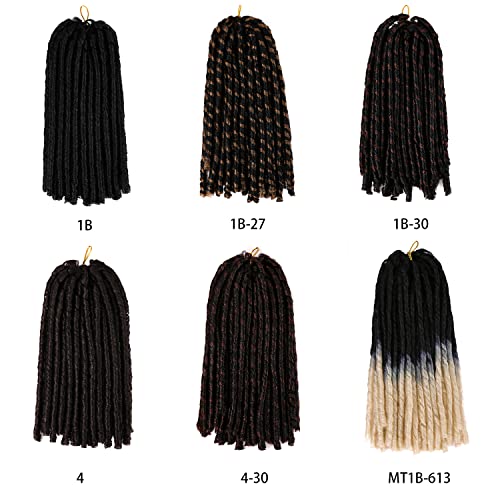 Dreadlocks souples crochet lot 4 paquets extension fausses locks 1B