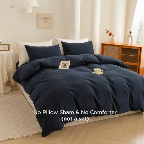 Image of Navy Blue Duvet Cover Only Ultra Soft & Breathable Comforter Cover Queen