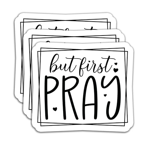 (3PCS) But First Pray Sticker, Bible Verse Faith Stickers, Christian Religious Stickers Decals Decor Books,Laptops, Tumblers, Water Bottles, Waterproof Vinyl Decal 3 'x 2.7 '