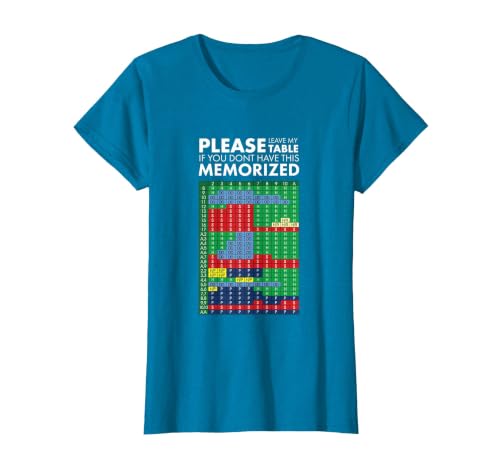 Basic Strategy Black Jack Tshirt Please Leave My Table Tee T-Shirt, Women, Sapphire Blue, XX-Large