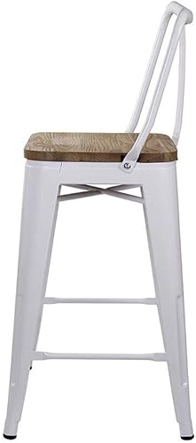 Miniatura 37 de GIA Taburete de metal con respaldo medio de 24 pulgadas de altura de mostrador con asiento de madera oscura, 1 paquete, color negro Negro -,Blanco