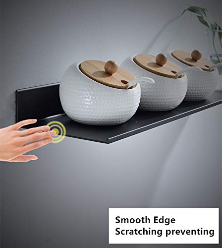 Z metnal Small Floating Shelf, Mini Display Shelves for Phone Ceiling, Decor Wall Shelf, Aluminum, Wall Mounted, Matte Black, 8 inch, 2 Pack Louisiana 