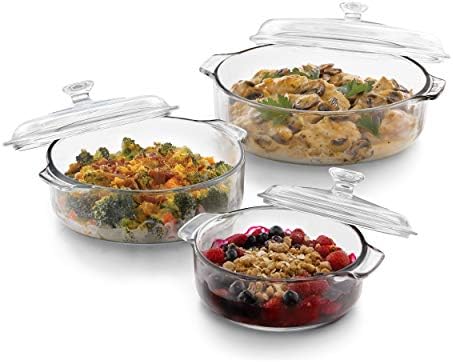 Libbey Baker's Basics 3-Piece Glass Casserole Baking Dish Set with Glass Covers