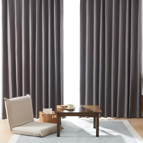 クモリ(Kumori) カーテン 遮光率100% 完全遮光カーテン 厚手 断熱 遮熱 保温 防寒 防音 遮音 形状記憶加工 プライバシー保護 遮像 節電効果 省エネ 洗濯可能 無地 寝室 リビング アジャスター フック付き(幅150cm×丈135cm・ブラウン・1枚入)