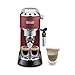 De'Longhi Dedica Style EC 685.R Espresso Siebträgermaschine, Espressomaschine mit Professioneller Milchschaumdüse, nur 15 cm breit, 1 Liter Wassertank, Vollmetallgehäuse, E.S.E Pads geeignet, Rot