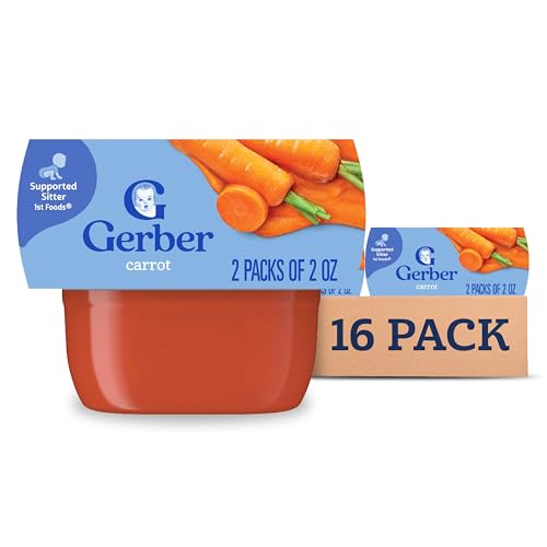 Gerber 1st Foods, Carrot Pureed Baby Food, 2 Packs of 2 Oz (Pack of 8)
