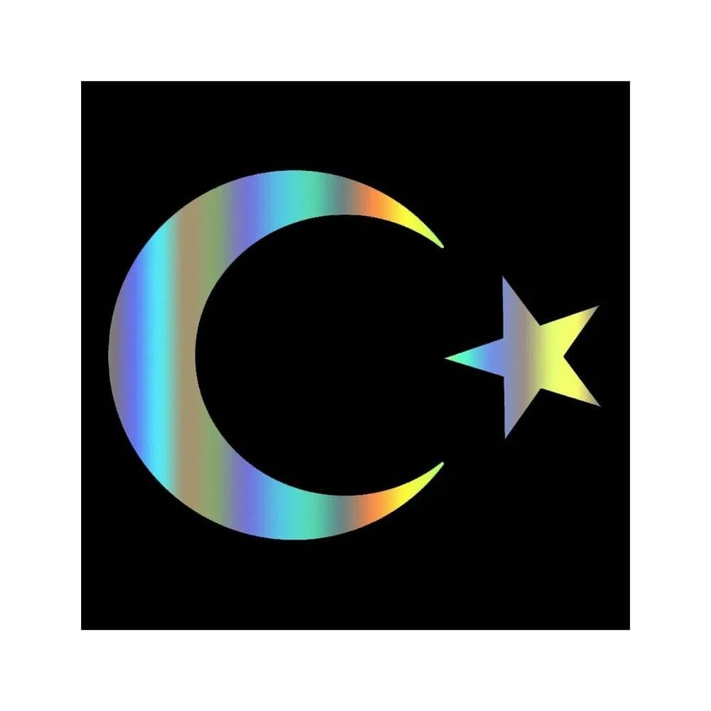 Vinyl Decal Flag Moon and Star Car Sticker Waterproof Auto Decors On Truck Bumper Rear Window(Laser)