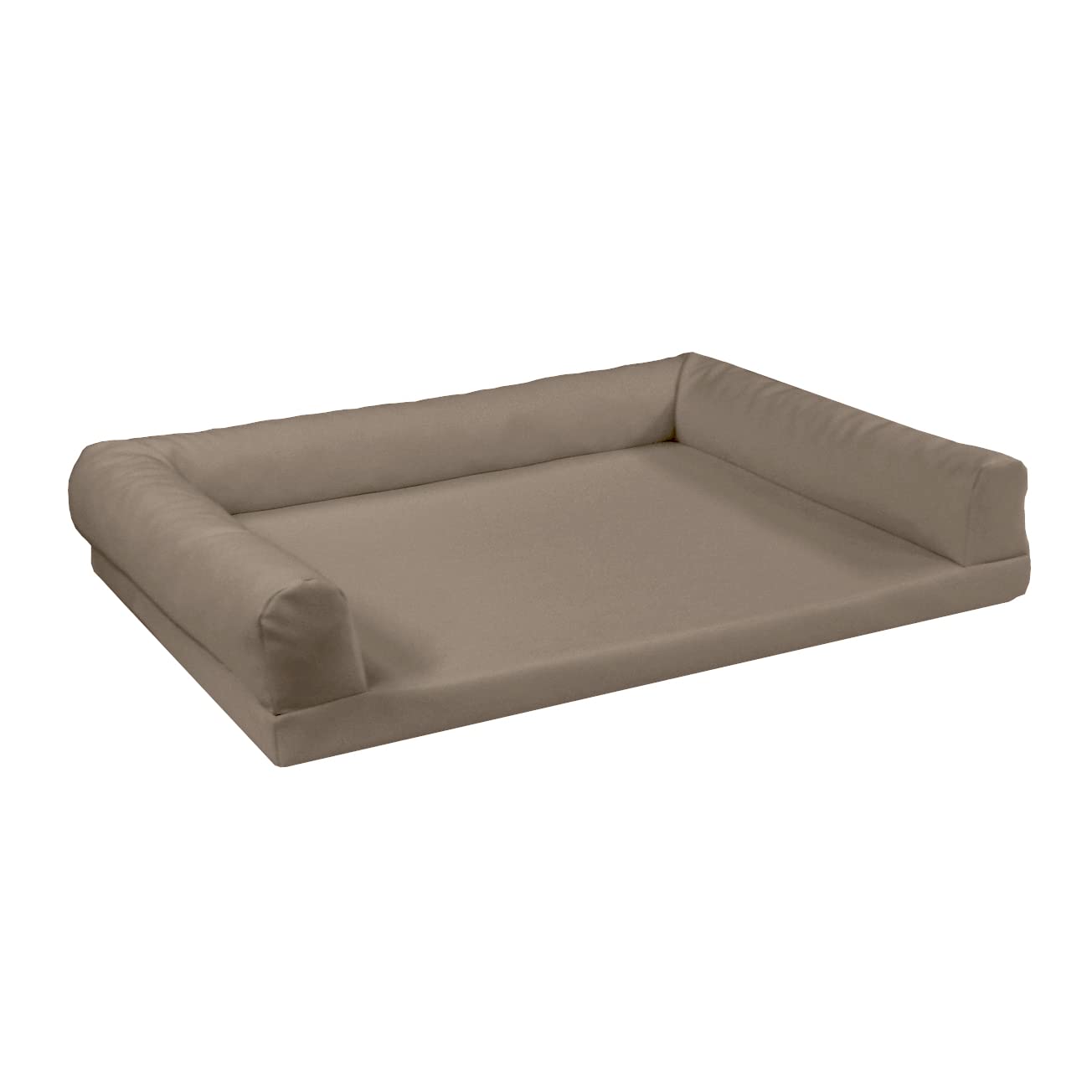 Juelle Orthopädisches Hundebett aus Kunstleder Sofa mit Matratze für große Hunde Abnehmbare Abdeckung, Waschmaschinenwaschbar, Lord L-XXL (120x90cm, Schmutzbeige)
