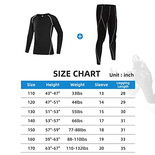 Image of 2 /3 /4 Pcs Boys Girls Base Layer Athletic Compression Leggings and Shirts Thermal Underwear Set Running Pants Tights