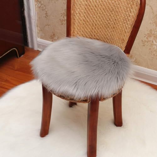 Plush False Fur Wool Seat Pad,Round Chair Cushion Food Warm Soft Winter Chair Cover for Office Home Decor