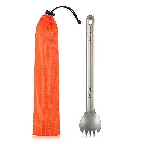 DECDEAL Tomsho titanium long handle spork ao ar livre portátil matte acabamento jantar spork cutlery