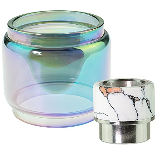 Rmvaporstore Ersatz-Glasrohr & Tropfspitze TO15 für Geekvape Zeus X Mesh Sub Ohm Dual RTA Tank 1 Pack (Mehrfarbiges Glas/weiße Tropfspitze) Cover