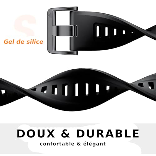 Bracelet Compatible avec Garmin Fenix 7/6/5/7 Pro/6 Pro/5 Plus/8 47mm,Bracelet Quickfit 22mm pour Garmin Forerunner 945/955/965/970/E 45mm/Approach S60/S62/S70 47mm(Noir) – vue 6