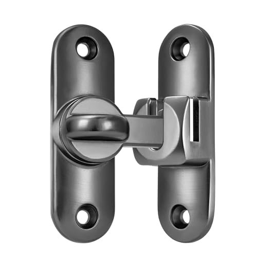Image of INIRET Grey Barn Door Latches,90 /180 Degree Gate Lock,Flip Gate Latches Hardware,Zinc Alloy Right Angle Door Lock Latch,Door Security Sliding Door Latch Lock for Cabinets,Bathroom