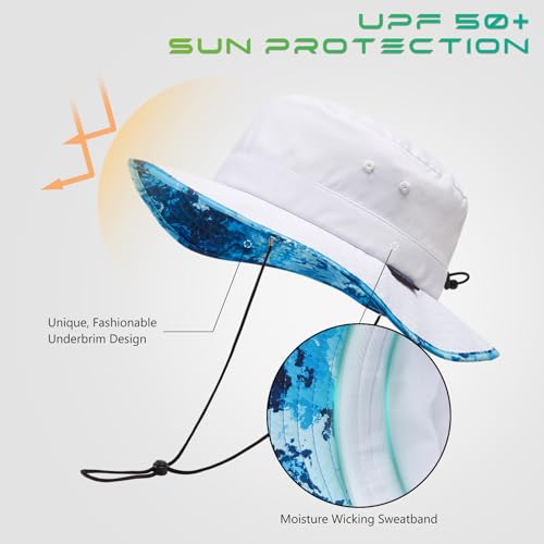 Image of UPF 50+ Foldable Sun Hat Patterned Under Brim Bucket Hats for Summer Hiking Fishing Beach Safari Men Women