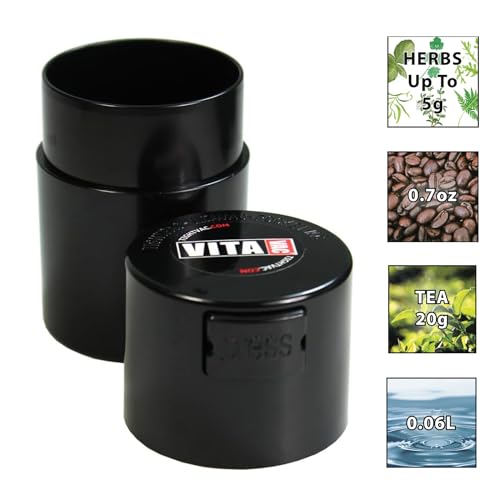 Vitavac - 5g to 20 grams Airtight Multi-Use Vacuum Seal Portable Storage Container for Dry Goods, Food, and Herbs - Black - Image 2