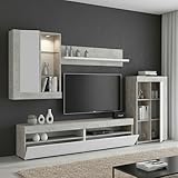 Dmora Parete Attrezzata Beverin 42x265x180h cm Bianco 12 Ripiani Modulabile, Apertura Battente e a Ribalta