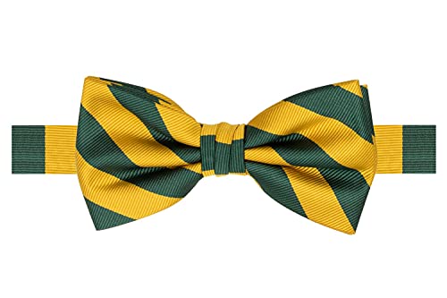 Jacob Alexander Stripe Woven Men s College Striped Pretied Bowtie - Green Gold