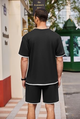 COOFANDY Men's Waffle Shirt and Shorts Set 2 Piece Outfits Casual Summer Tracksuits Set with Pockets3