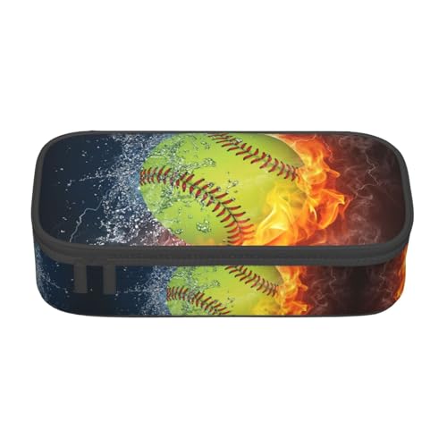 Image of Softball Ball Pencil Case Big Capacity Storage Pencil Pouch Stationery Bags With Zipper Portable Pen Holder Box Organizer For Boys Girls Teens Student College School Office Supplies